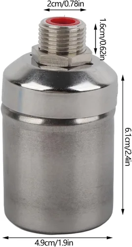 Vista 2 de Válvula de control de agua automática de acero inoxidable, 2 piezas de válvula de bola flotante G1/2 pulgadas, tamaño mini para tanques de agua