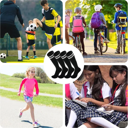 Vista 5 de 2 pares de calcetines de fútbol para niños de 5 a 12 años de edad transpirables calcetines de fútbol para niñas y niños calcetines de fútbol