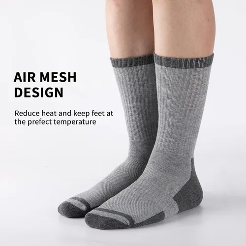 Vista 4 de COOPLUS Calcetines deportivos para hombre que absorben la humedad, calcetines de trabajo duraderos a media pantorrilla para correr deportes (6 pares)
