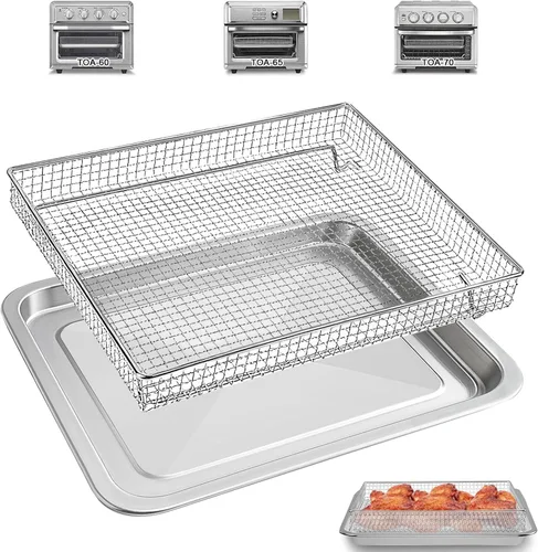 Vista 8 de 2 piezas de repuesto para freidora de aire Cuisinart TOA-60 TOA-65 TOA-70, horno de convección tostadora, 12 x 11 pulgadas de repuesto de bandeja