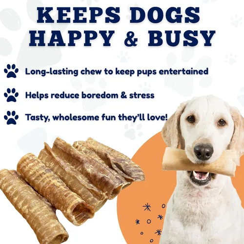 Vista 6 de Amazing Dog Treats - Masticables para perros con tráquea de carne de res de 6 pulgadas (5 piezas - 8 onzas) - Golosinas para perros de tráquea - SIN