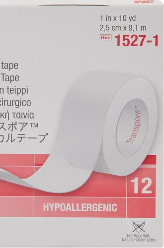 Vista 6 de 3M Transpore - Cinta quirúrgica, 1 pulgada x 10 yardas, 12 unidades (paquete de 1) 10 yds