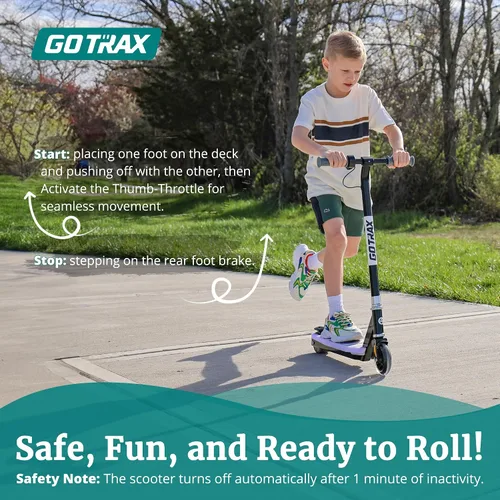 Vista 7 de Gotrax Electric Scooter for Kids 4-7, Max 3 Mile & 6Mph,Thumb Control Negro