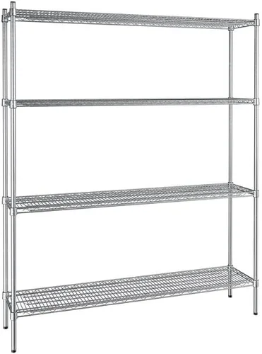 Vista 5 de Kit de 4 estantes de epoxi verde NSF de 21 x 72 pulgadas con postes de 86 pulgadas, estantería de almacenamiento resistente, kit de estantería