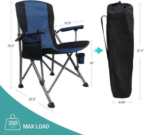 Vista 3 de Silla de Campamento para Adultos de Servicio Pesado, Sillas Portátiles para Patio y Césped al Aire Libre, Soporta 350 Libras, Respaldo Alto