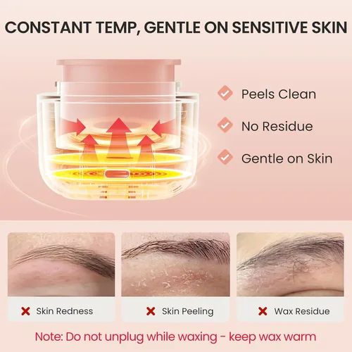 Vista 4 de Mini kit de cera de cejas para mujeres, cera para depilación de Rosa