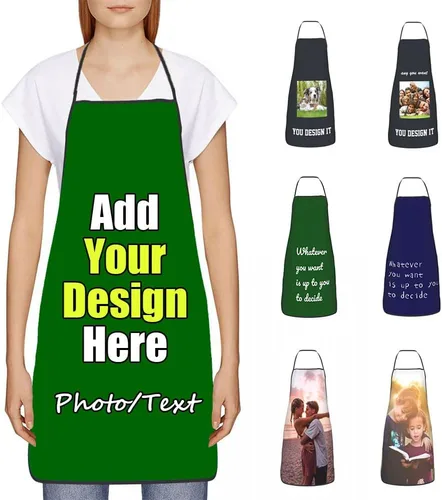 Vista 29 de Delantal Personalizado, Diseña Tu Propio Delantal de Cocina para Cocinar, Sube Tus Fotos Favoritas Logo, Añade Cualquier Nombre o Texto