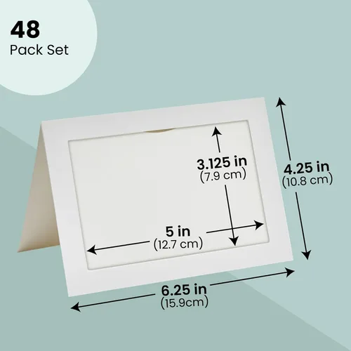 Vista 2 de Best Paper Greetings - Paquete de 48 tarjetas con marco de fotos con sobres, tarjetas de notas para inserción de fotos de 4 x 6 pulgadas (marfil)