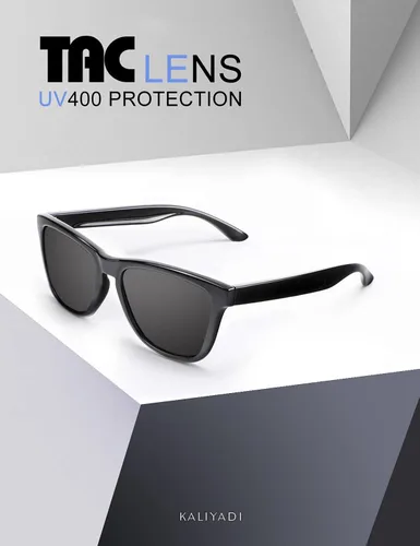 Vista 3 de KALIYADI Gafas de sol unisex polarizadas retro clásicas modernas para hombres y mujeres, gafas de sol para conducir con bloqueo UV, C Negro brillante
