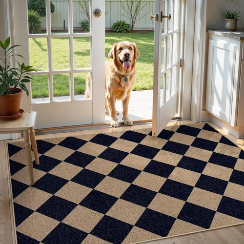 Vista 20 de Lahome Alfombra de yute a cuadros fácil 2'x3', alfombra pequeña para entrada, antideslizante, alfombra para la puerta delantera de la cocina