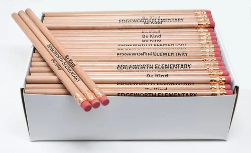Vista 10 de Pencil Guy Lápices redondos impresos personalizados promocionales.-500 por caja Rosado