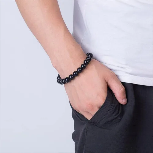 Vista 7 de 5 pulseras de obsidiana negra de drenaje linfático, tobillera de obsidiana negra antihinchazón, pulsera de pérdida de peso con imán ajustable