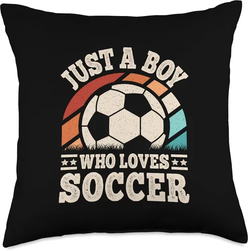 Vista 4 de Just A Boy Who Loves Soccer Funny Soccer Player Boys Kids Throw Pillow