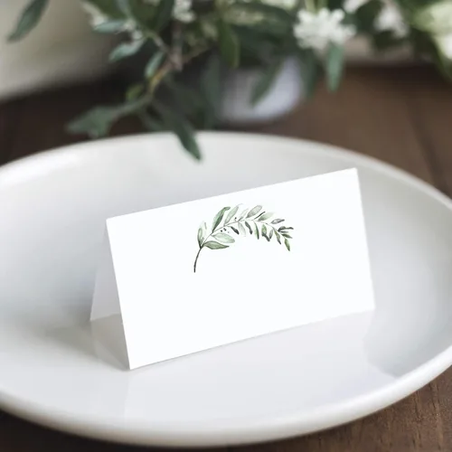 Vista 2 de Bliss Collections Greenery - Tarjetas de lugar para bodas o fiestas, tarjetas de lugar de asiento para mesas, puntuadas para plegarse fácilmente