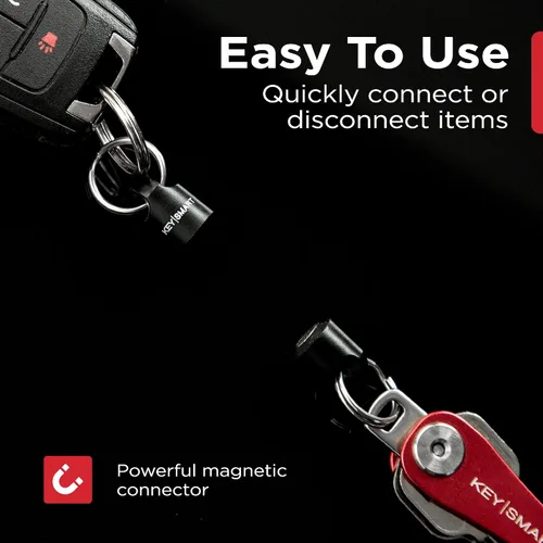 Vista 4 de KeySmart MagConnect - Magnetic Quick Release Keychain Connector Secure Pull-Apart Key Attachment Accessory Black