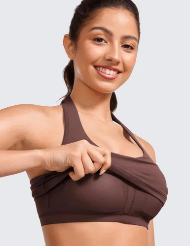 Vista 4 de CRZ YOGA Butterluxe - Brasier deportivo con cuello halter para mujer, con relleno, para entrenamiento, yoga, con brasier integrado