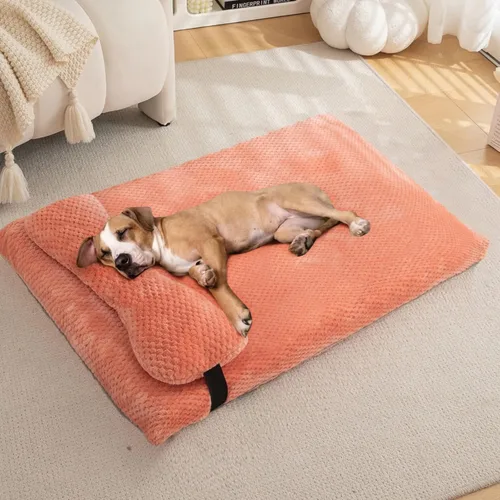 Vista 21 de Cama para perros con almohada para perros pequeños, cama ortopédica para perros con funda extraíble, alfombrilla lavable para mascotas de hasta 5