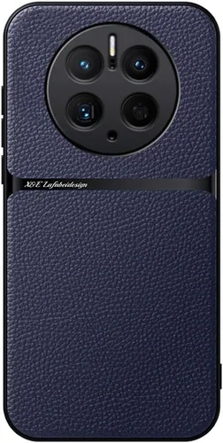 Vista 6 de Kepuch Funda compatible con Huawei Mate 50 Pro - Soporte magnético de grano de litchi Cubierta de placa de metal incorporada - Negro Negro