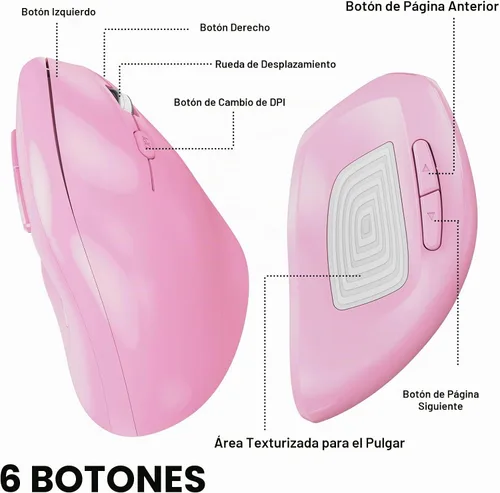 Vista 6 de memzuoix Ratón inalámbrico ergonómico, 2.4G óptico inalámbrico, 800/1200/1600 DPI, mouse vertical para computadora portátil, Mac, PC, escritorio