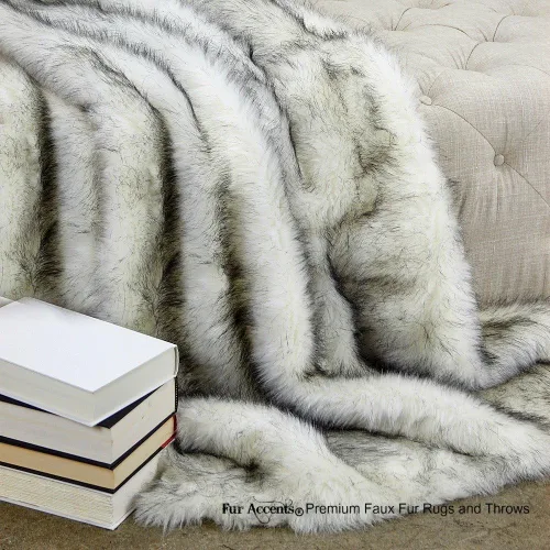 Vista 23 de Fur Accents Manta suntuosa de piel sintética de lujo, calidad de diseñador fabricada en Estados Unidos, Winter Fox
