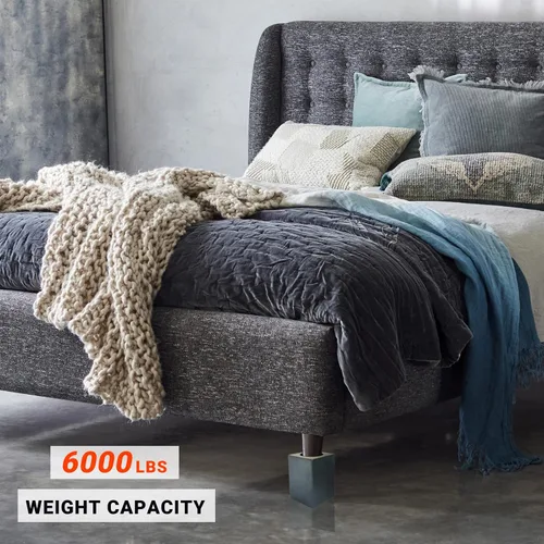 Vista 4 de Elevadores de madera para cama, elevadores para muebles, altura de 4.5 pulgadas, elevadores resistentes, color negro Paquete de 4 extensores