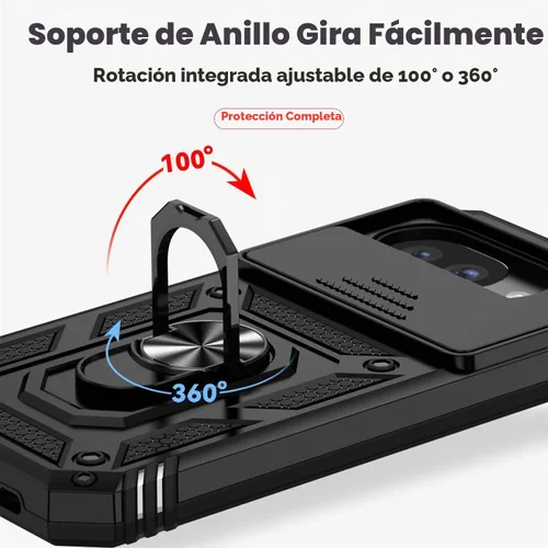 Vista 5 de Funda para Pixel 10a, con cubierta para lente de cámara, protector de pantalla HD, [grado militar] anillo de montaje de coche con soporte híbrido