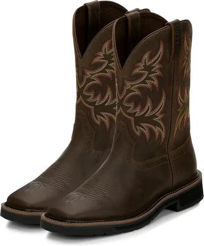 Vista 8 de Justin Botas de trabajo blancas Stampede Sq Toe para hombre