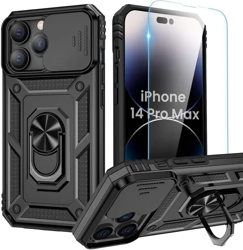 Vista 19 de Goton Funda para iPhone 14 Plus con Protector de Pantalla - Funda con Cubierta Deslizante para Cámara con Soporte de Anillo, Resistente de Grado