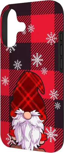 Vista 2 de Christmas Phone Case Red Buffalo Plaid Gnomes Snowflake Case for iPhone 17