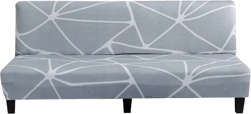 Vista 4 de LiveGo Fundas para futón sin brazos, funda elástica plegable para sofá cama con parte inferior elástica, funda de sofá ajustable estampada, Negro