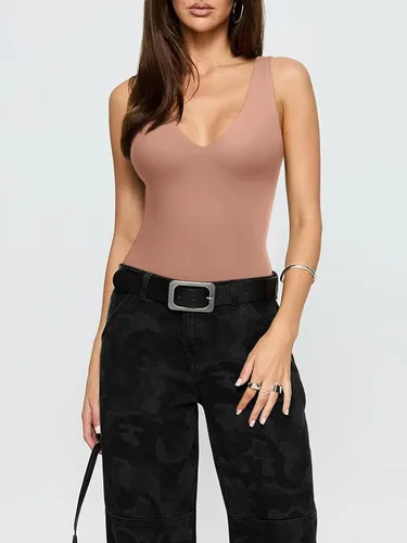 Vista 57 de REORIA Butsmooth® - Body sin mangas con cuello en V profundo y escote en V para mujer