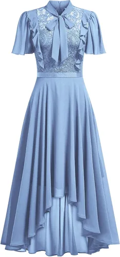 Vista 3 de Miusol Vestido largo de fiesta de dama de honor con diseño de encaje floral retro para mujer