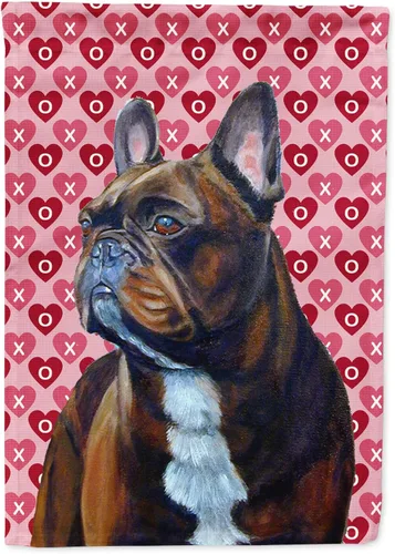 Vista 362 de Caroline's Treasures SS4484GF Bandera de jardín con diseño de bulldog inglés y corazones para el Día de San Valentín, bandera decorativa para patio