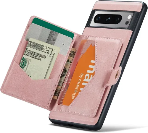 Vista 14 de Funda para Google Pixel 8 2023, cartera magnética desmontable con ranura para efectivo, soporte de carga inalámbrica con función de soporte