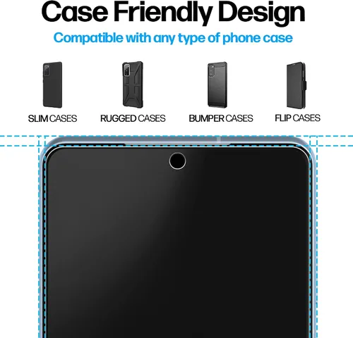 Vista 4 de Power Theory Protector de pantalla de vidrio templado diseñado para Samsung Galaxy A53 5G [dureza 9H], kit de fácil instalación, 99% HD libre