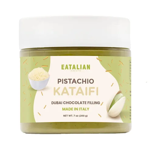 Vista 20 de EATALIAN by AMZ BETTER Crema de Pistacho, 7oz/200 gr, pasta de pistacho untable, sabor dulce y único, ideal para pan, para pasteles, postres