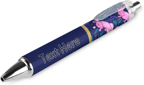 Vista 30 de Bolígrafos personalizados con estampado de leopardo negro y azul con punta de lápiz capacitivo, bolígrafos grabados personalizados con nombre