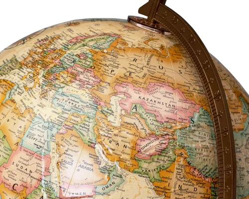 Vista 3 de Replogle Globos Franklin World Globe, océano antiguo, 12 pulgadas de diámetro, relieve elevado (relieve tridimensional para cordilleras). Este globo