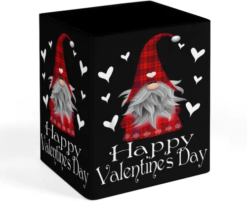 Vista 8 de Happy Valentines Day Gnome Plaid Hat Heart Pencil Holder, Leather Makeup Brush Holders Storage Desktop Organizer Desk Decor for Office School