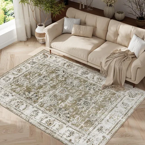 Vista 191 de jinchan Fiora - Alfombra lavable de área pequeña, alfombra de entrada floral de medio círculo de 2 x 3, tapete de media luna de pelo bajo, suave