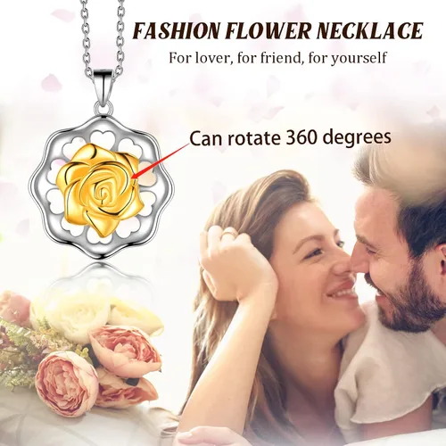 Vista 7 de Collar de mariposa y girasol, collar de colibrí de plata esterlina 925 con colgante de flor de margarita, rosa, joyería fina, regalo para mujeres