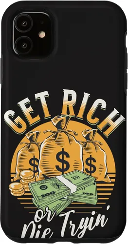 Vista 8 de Funda de dinero millonario para iPhone 12/12 Pro Get Rich or Die Trying Cash Hustle