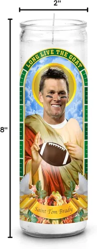 Vista 2 de Saint Tom Brady: Vela devocional de oración de celebridades, sin aroma, vela novedosa