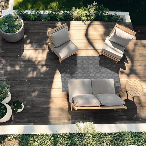 Vista 2 de Garland Rug Garden Trellis - Alfombra de área para interiores y exteriores, 4 x 6 pies, color gris ceniza