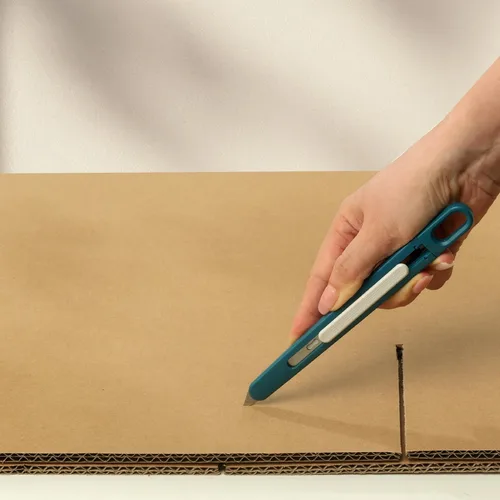 Vista 7 de Cortador de caja de seguridad de cuchillo de precisión, auto retráctil, delgado, longitud de hoja ajustable rápido, perfecto para recortar, verde