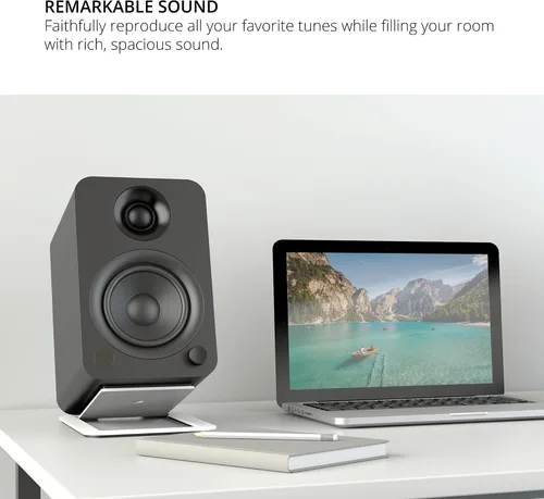 Vista 5 de Kanto Altavoces YU de 140 W con entrada Bluetooth® 4.2 y RCA Cuenta con detección de señal y modo de espera automático Control remoto incluido