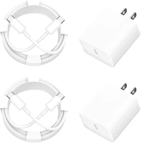 Vista 10 de [Certificado MFi de Apple] Cargador de carga rápida para iPhone 17, paquete de 4 cargadores Stuffcool PD 20 W, USB C, adaptador de corriente Rayas