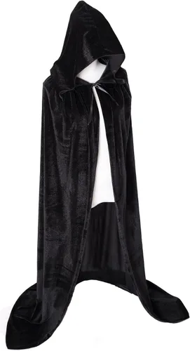 Vista 3 de OurLore Bata unisex de longitud completa con capucha, capa larga de terciopelo, para cosplay, disfraz de 59 pulgadas