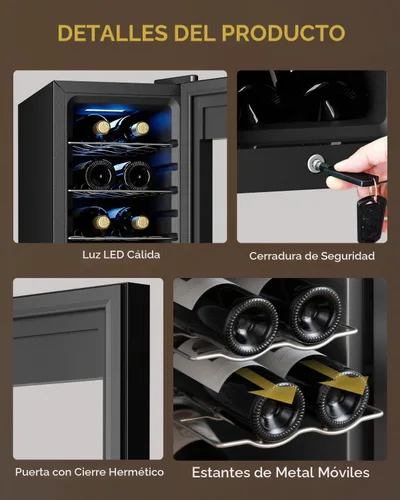 Vista 7 de Feelfunn Refrigerador de vino de 12 botellas, refrigerador de vino