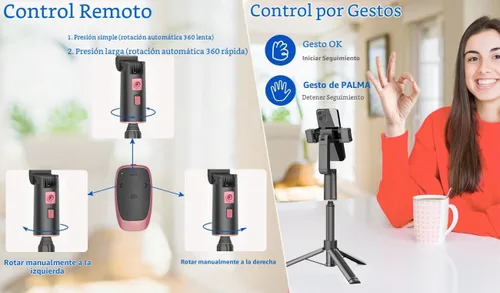 Vista 4 de Trípode extensible de seguimiento facial automático con luz, trípode